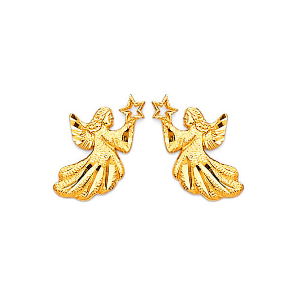 Angel Stud Earrings in 14K Gold and Butterfly Backing