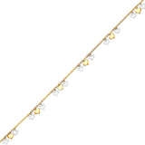 Adjustable Heart Charm Anklet in 14K Two Tone Gold
