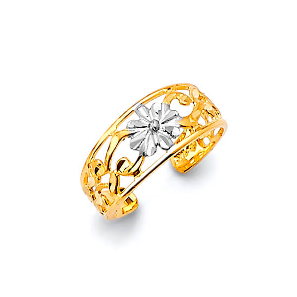 Flower Toe Ring in 14K Two-Tone Gold