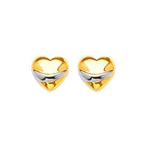 Heart Stud Earrings in 14K Two-Tone Gold and Butterfly Backing