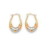 Scallop Hoop Earrings in 14K Tri-Color Gold
