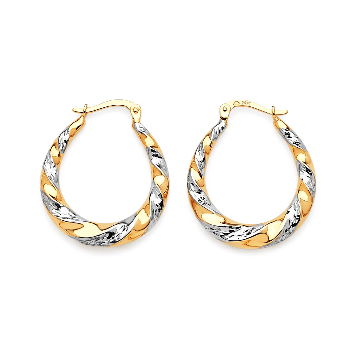 Scallop Hoop Earrings in 14K Two-Tone Gold