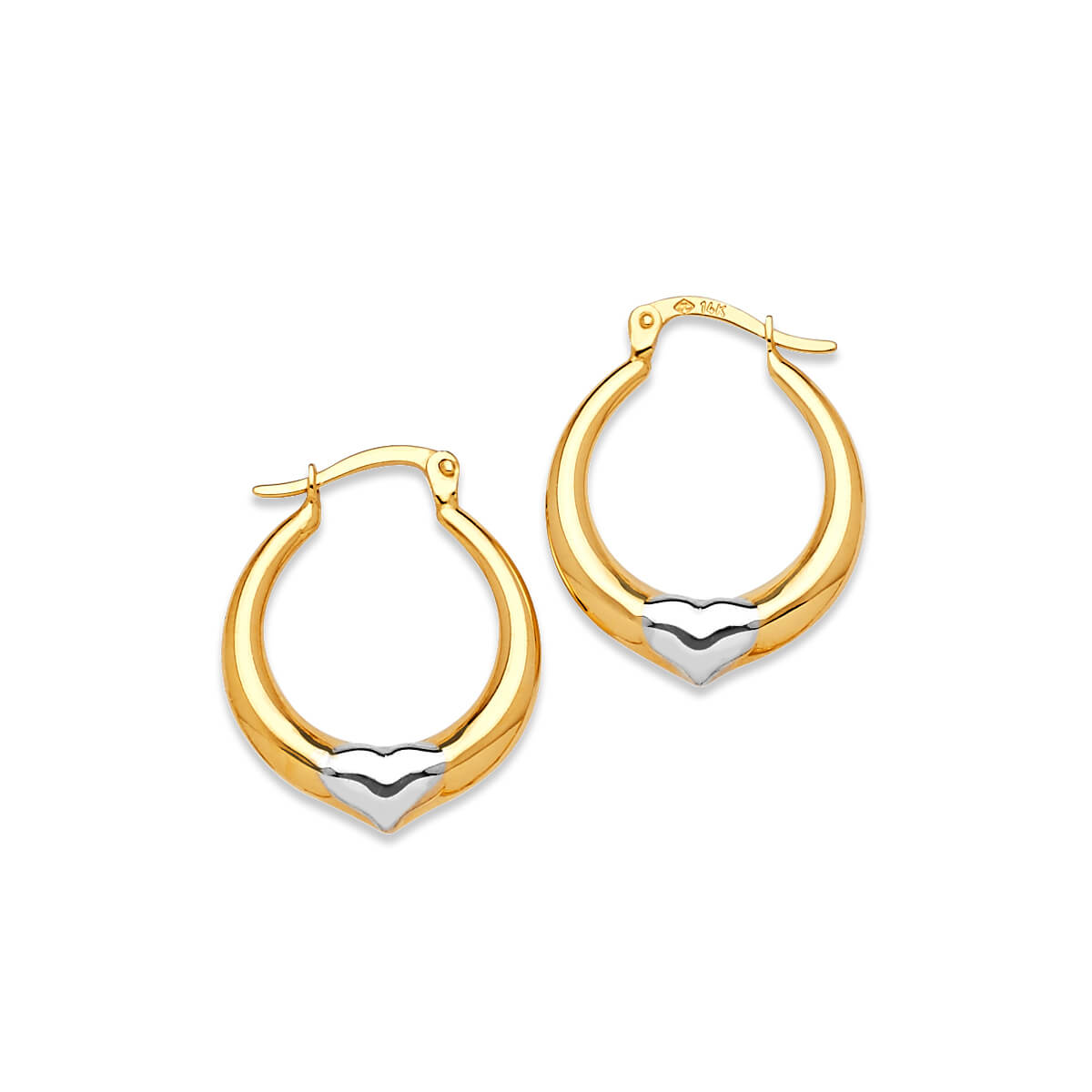 Heart Scallop Hoop Earrings in 14K Two-Tone Gold