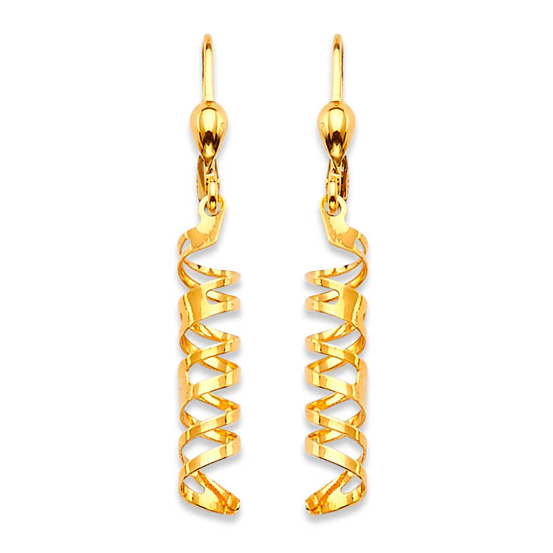 Spiral Drop Earrings in 14K Gold