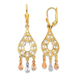 Chandelier Earrings in 14K Tri-Color Gold