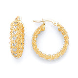 Heart Bangle Hoop Earrings in 14K Two-Tone Gold