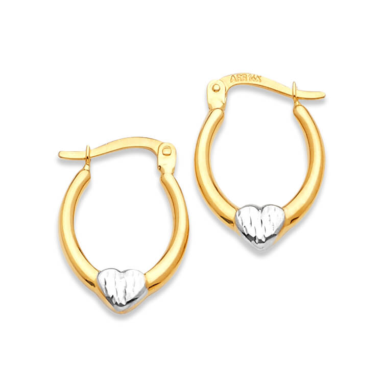 Heart Scallop Hoop Earrings in 14K Two-Tone Gold