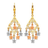 Flower Chandelier Earrings in 14K Tri-Color Gold