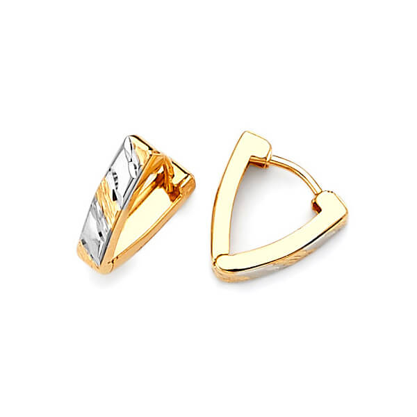 Huggie Earrings in 14K Two-Tone Gold