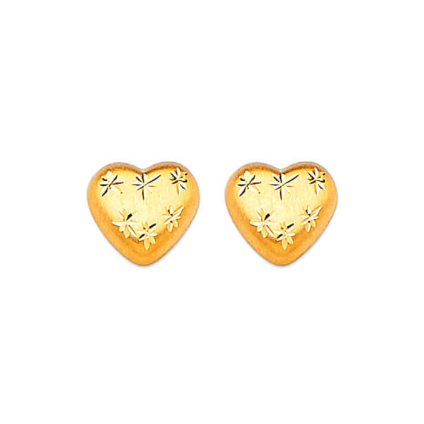 Heart Stud Earrings in 14K Gold and Butterfly Backing