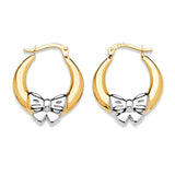 Ribbon Scallop Hoop Earrings in 14K Two-Tone Gold