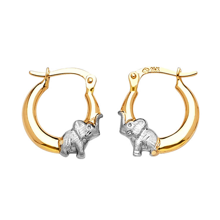 Elephant Scallop Hoop Earrings in 14K Two-Tone Gold