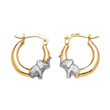 Elephant Scallop Hoop Earrings in 14K Two-Tone Gold