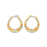 Scallop Hoop Earrings in 14K Tri-Color Gold