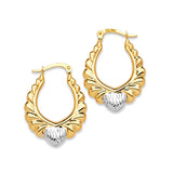 Heart Scallop Hoop Earrings in 14K Two-Tone Gold