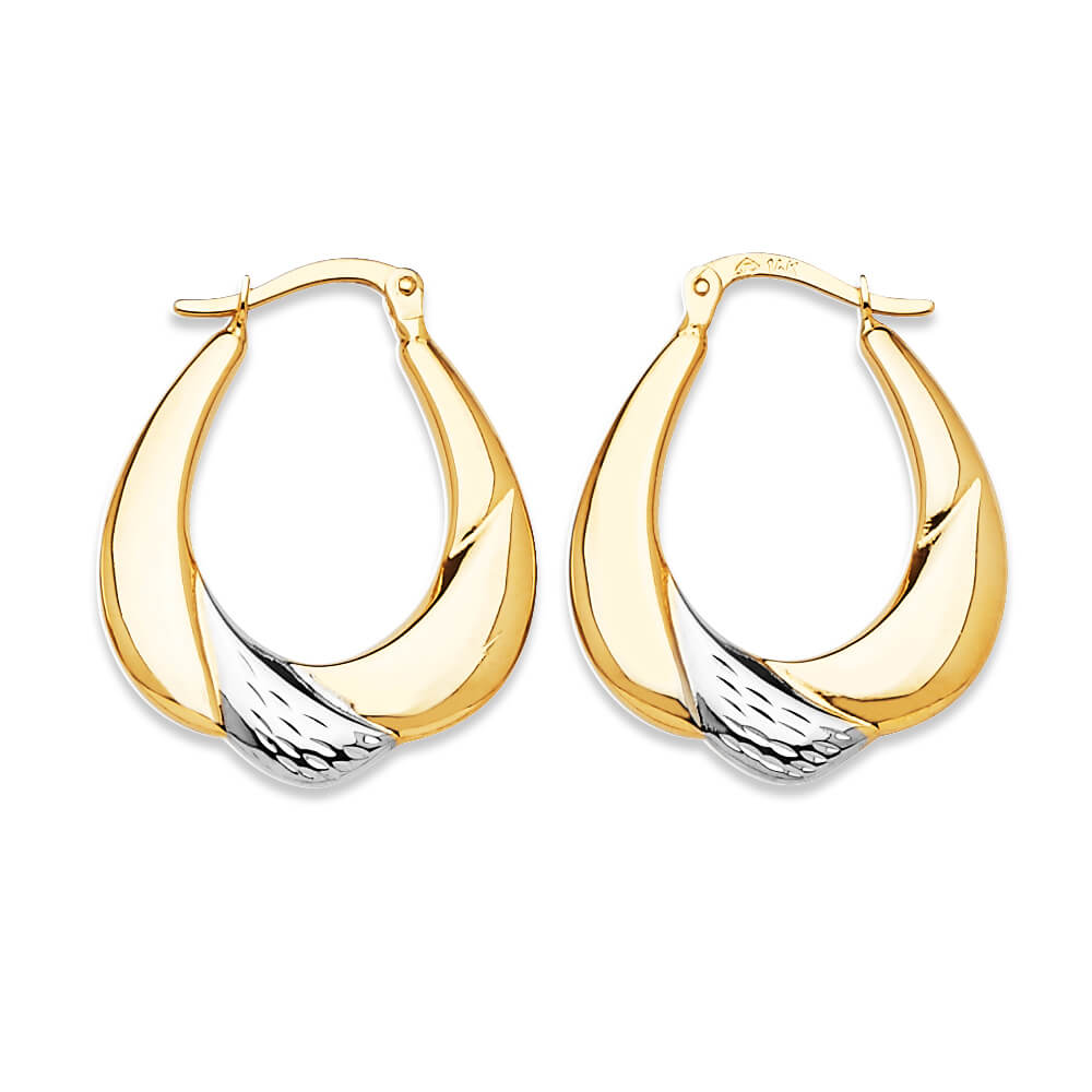 Scallop Hoop Earrings in 14K Two-Tone Gold