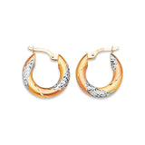 Scallop Hoop Earrings in 14K Tri-Color Gold