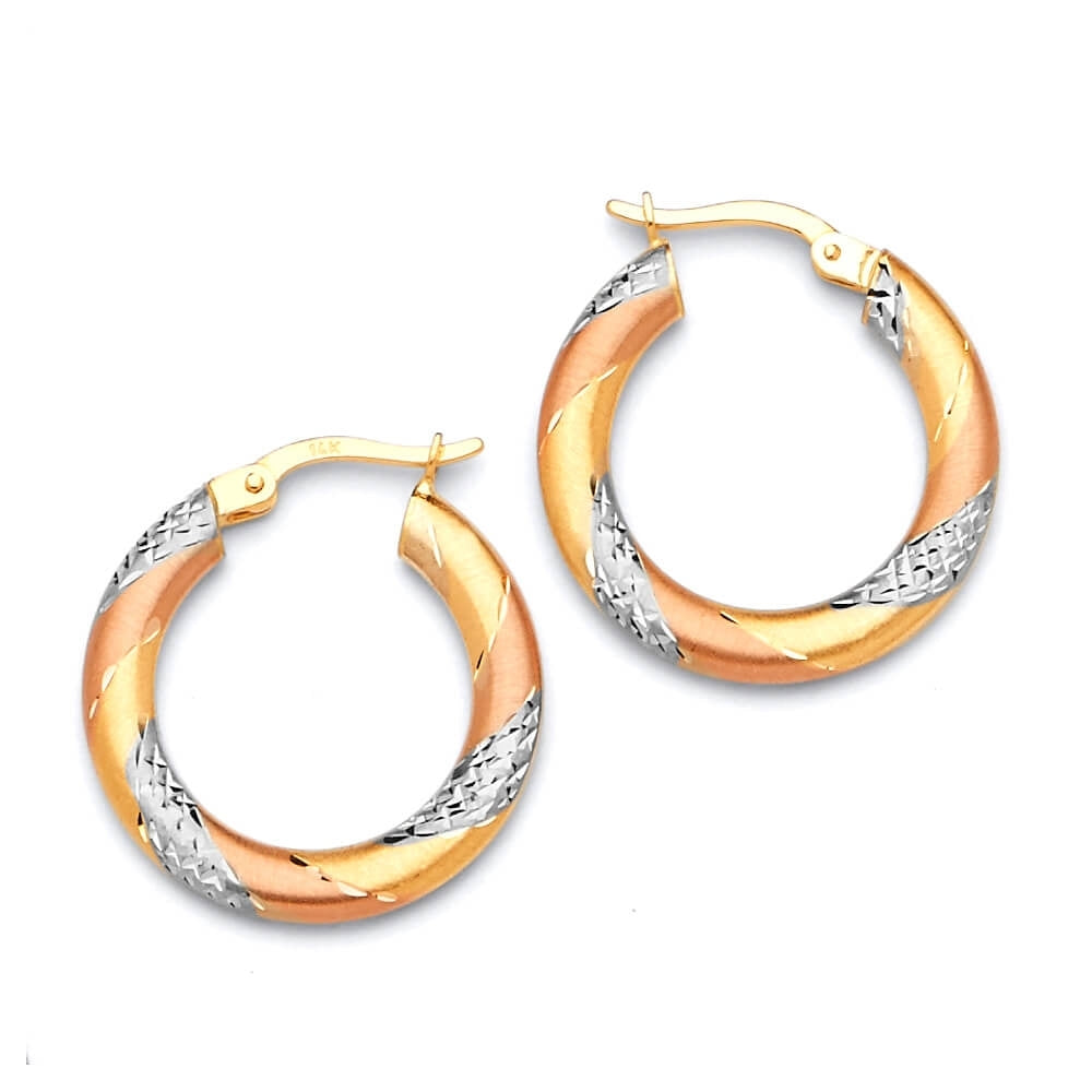 Hoop Earrings in 14K Tri-Color Gold