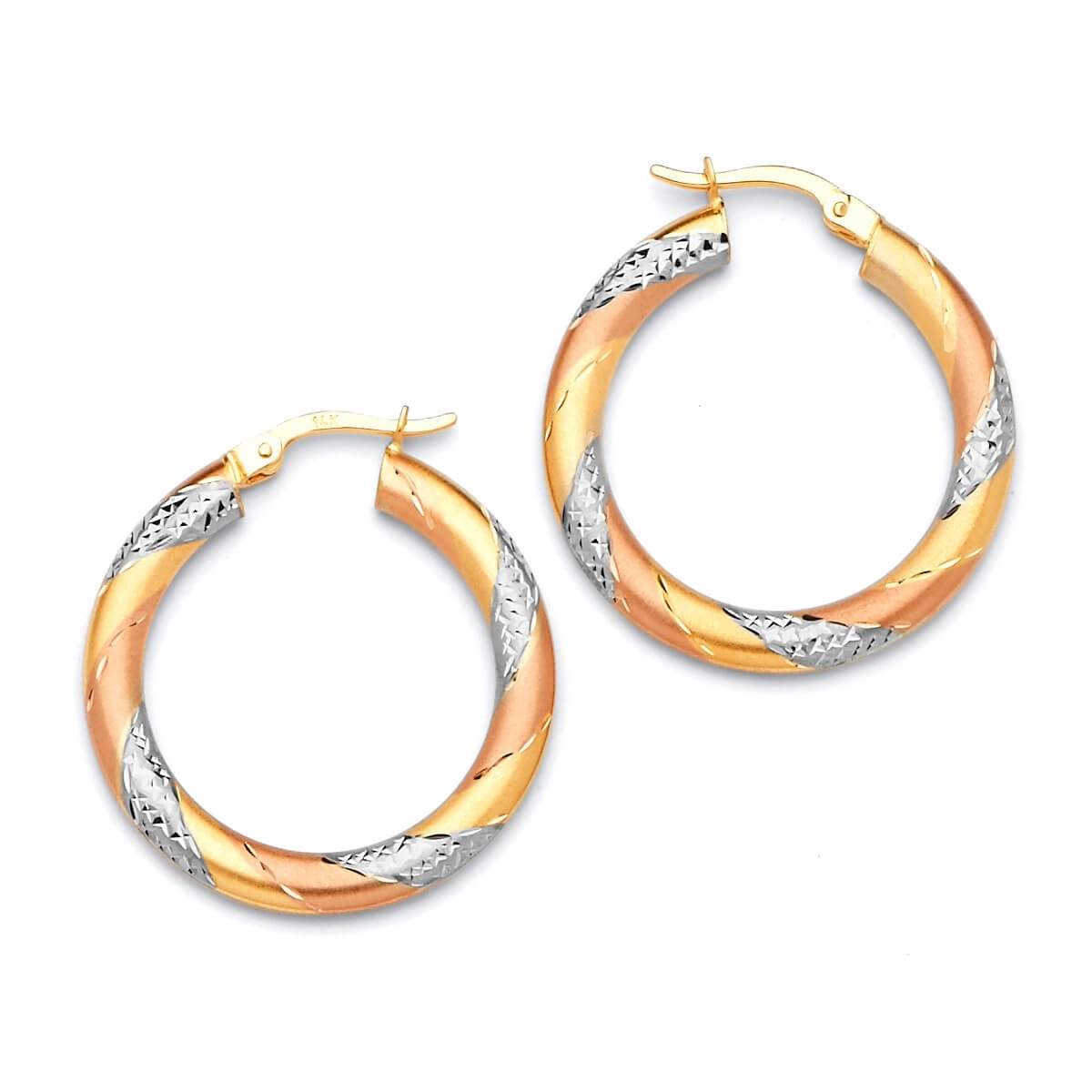 Hoop Earrings in 14K Tri-Color Gold