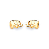 Elephant Stud Earrings in 14K Gold and Butterfly Backing