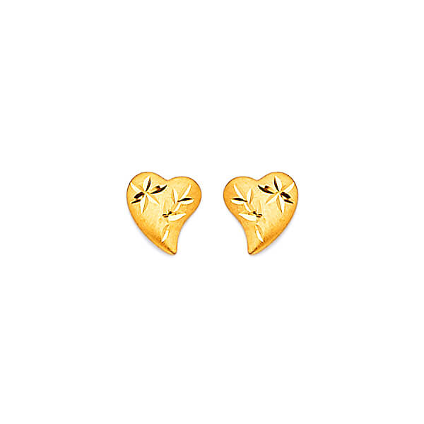 Heart Stud Earrings in 14K Gold and Butterfly Backing