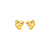 Heart Stud Earrings in 14K Gold and Butterfly Backing