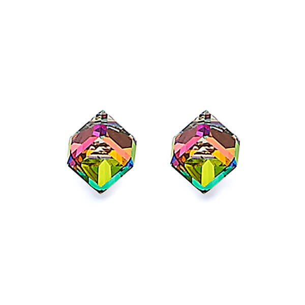 Solitaire Stud Earrings with Moon Stone in 14K Gold and Screw Backing