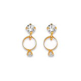 Dangling Earrings with White CZ in 14K Gold and Screw Backing