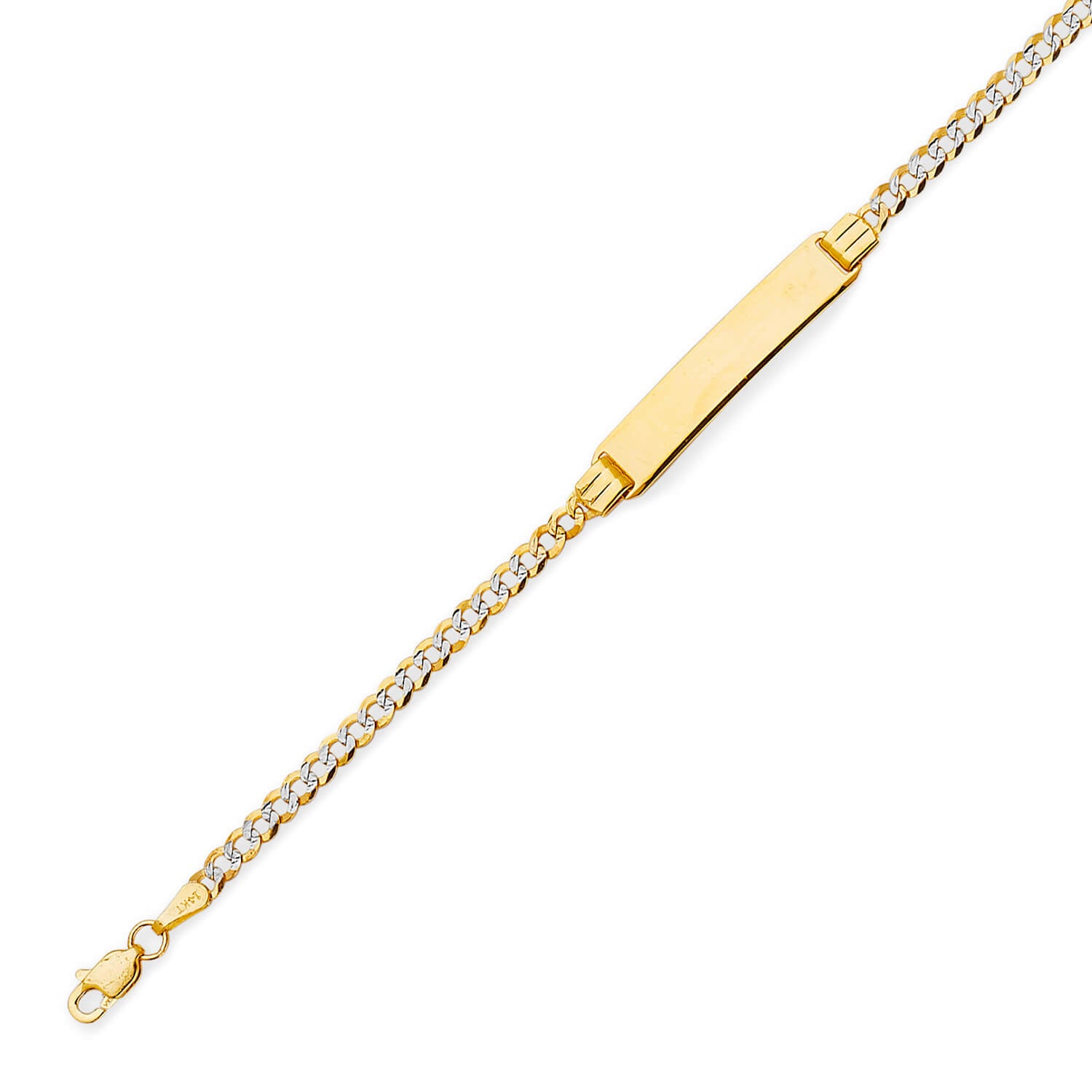 Cuban Kids ID Bracelet In 14K Two-Tone Gold