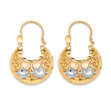 Butterfly Basket Hoop Earrings in 14K Tri-Color Gold