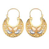 Butterfly Basket Hoop Earrings in 14K Tri-Color Gold