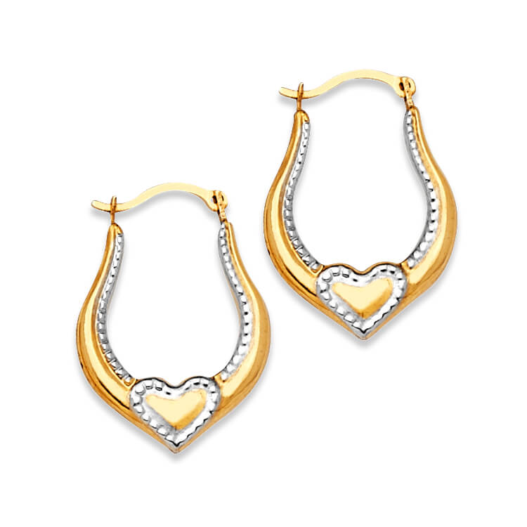 Heart Scallop Hoop Earrings in 14K Two-Tone Gold