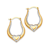 Heart Scallop Hoop Earrings in 14K Two-Tone Gold