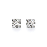 Solitaire Stud Earrings with White CZ in 14K White Gold and Butterfly Backing