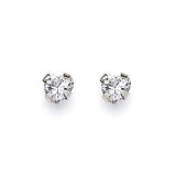 Heart Solitaire Stud Earrings with White CZ in 14K White Gold and Butterfly Backing