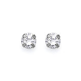 Solitaire Stud Earrings with White CZ in 14K White Gold and Butterfly Backing