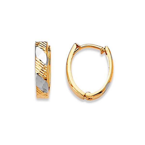 Huggie Earrings in 14K Two-Tone Gold