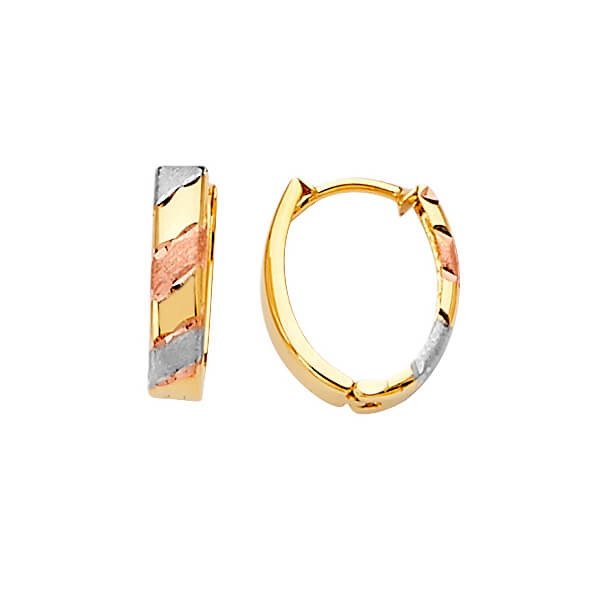 Huggie Earrings in 14K Tri-Color Gold