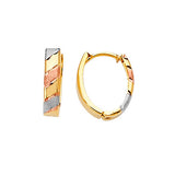 Huggie Earrings in 14K Tri-Color Gold