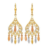 Leaf Chandelier Earrings in 14K Tri-Color Gold