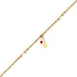 Adjustable Heart Charm Anklet in 14K Gold