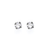 Solitaire Stud Earrings with White CZ in 14K White Gold and Butterfly Backing