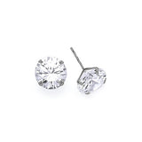 Solitaire Stud Earrings with White CZ in 14K White Gold and Butterfly Backing