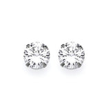Solitaire Stud Earrings with White CZ in 14K White Gold and Butterfly Backing