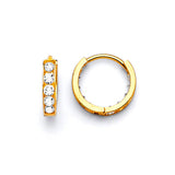 Huggie Earrings with White CZ in 14K Gold