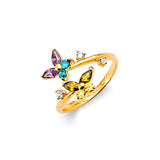 Multi-Color CZ Butterfly Toe Ring in 14K Gold