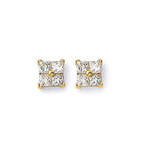 Solitaire Stud Earrings with White CZ in 14K Gold and Butterfly Backing