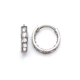 Huggie Earrings with White CZ in 14K White Gold