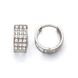 Huggie Earrings with White CZ in 14K White Gold