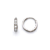 Huggie Earrings with White CZ in 14K White Gold